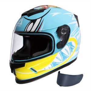 TRIANGLE Men's & Women's Full Face Helmets Motorcycle Dirt Bike Street Bike Lightweight With 2 Face Shields DOT Approved For Grades 13 Years Old +