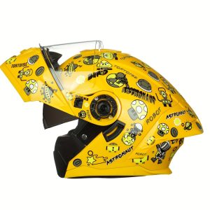 Motorcycle Modular Full Face Helmet DOT Flip up Dual Visor DOT Approved Aldult Helmets Yellow